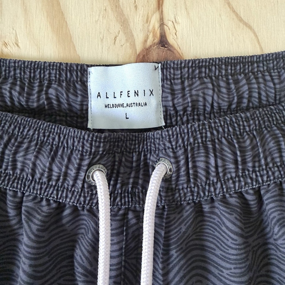 Allfenix Mens Trunks Swim Shorts Black Abstract Print with Pocket L - Picture 4 of 7